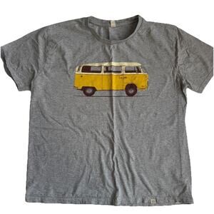 Surfer Van Life Bus Tee Organic Cotton Heather Gray Large Graphic Art T Shirt